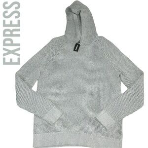 Men’s EXPRESS Gray Knit Hoodie Sweater  - Large NWT